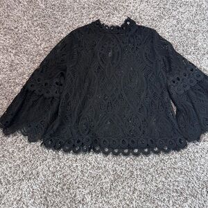 Rains Black Boxy Embellished Blouse